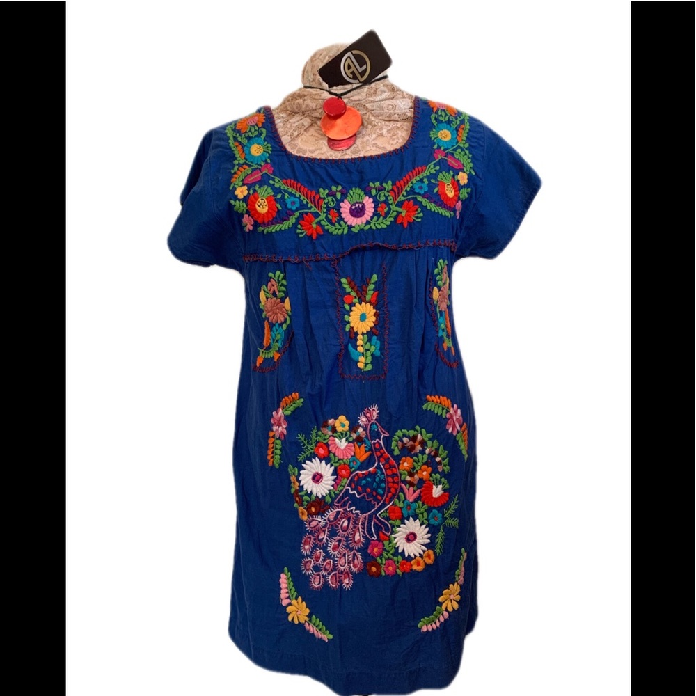 Lux Blue Embroidered Mini Dress